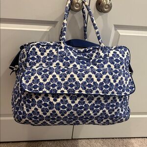 Vera Bradley Navy and White Floral Large Weekender Bag